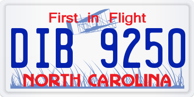 NC license plate DIB9250