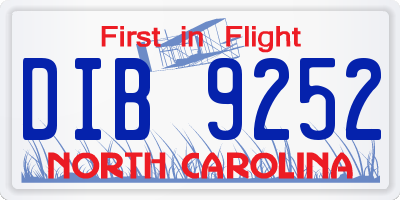 NC license plate DIB9252