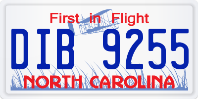 NC license plate DIB9255