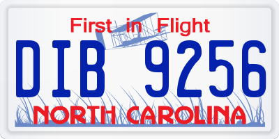 NC license plate DIB9256