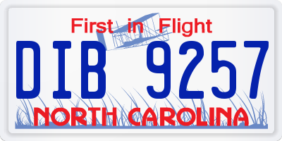 NC license plate DIB9257