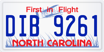 NC license plate DIB9261