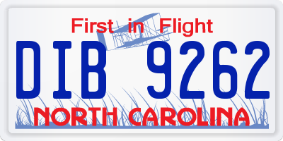 NC license plate DIB9262