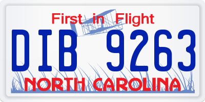 NC license plate DIB9263