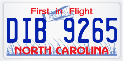 NC license plate DIB9265