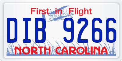 NC license plate DIB9266