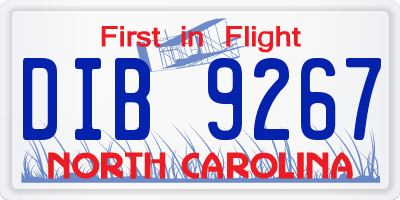 NC license plate DIB9267