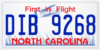 NC license plate DIB9268