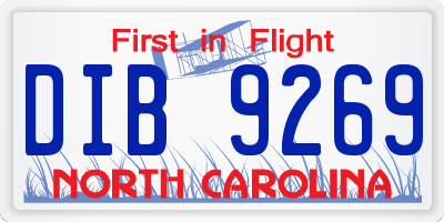 NC license plate DIB9269