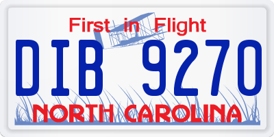 NC license plate DIB9270
