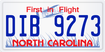 NC license plate DIB9273