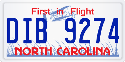 NC license plate DIB9274