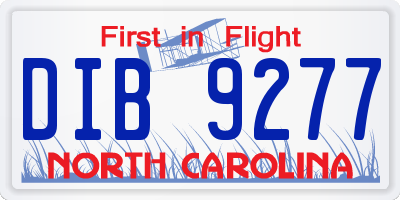NC license plate DIB9277