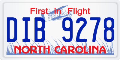 NC license plate DIB9278