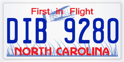 NC license plate DIB9280