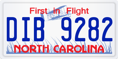 NC license plate DIB9282