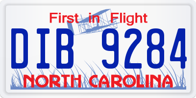 NC license plate DIB9284