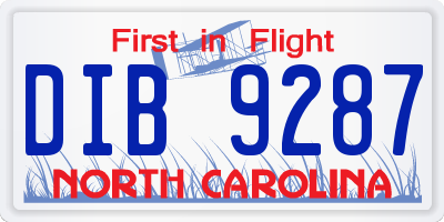 NC license plate DIB9287