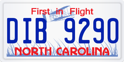 NC license plate DIB9290