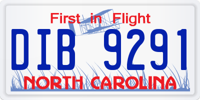 NC license plate DIB9291