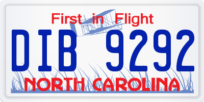 NC license plate DIB9292