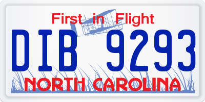 NC license plate DIB9293