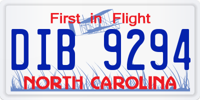 NC license plate DIB9294