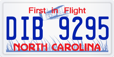 NC license plate DIB9295