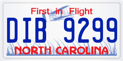 NC license plate DIB9299
