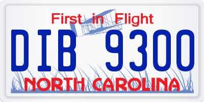 NC license plate DIB9300