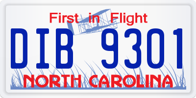NC license plate DIB9301