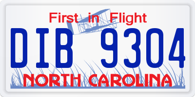 NC license plate DIB9304