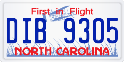 NC license plate DIB9305