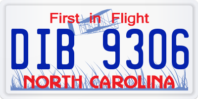 NC license plate DIB9306