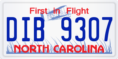 NC license plate DIB9307
