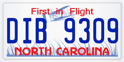NC license plate DIB9309