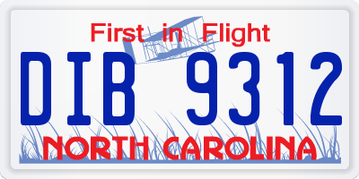 NC license plate DIB9312
