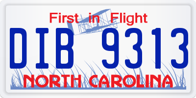 NC license plate DIB9313