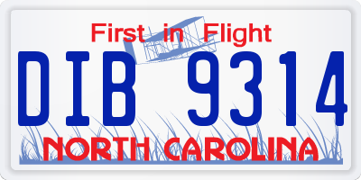 NC license plate DIB9314