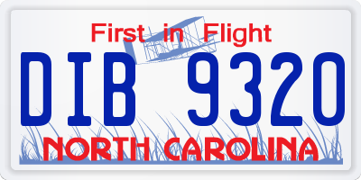 NC license plate DIB9320