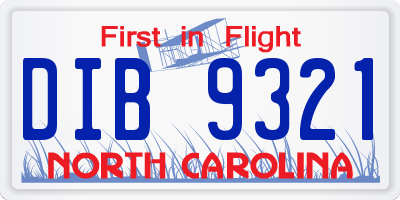 NC license plate DIB9321