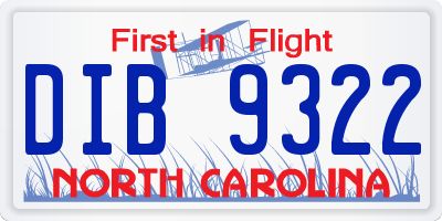 NC license plate DIB9322