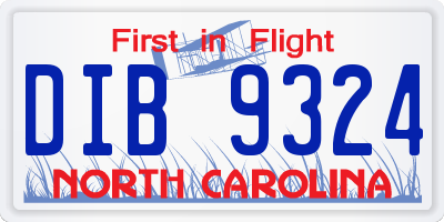 NC license plate DIB9324