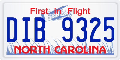 NC license plate DIB9325