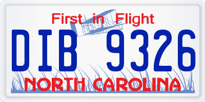 NC license plate DIB9326