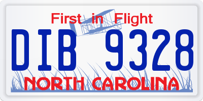 NC license plate DIB9328