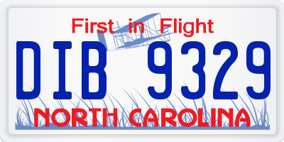 NC license plate DIB9329