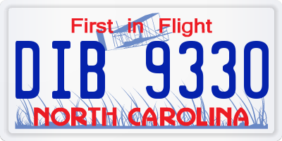 NC license plate DIB9330