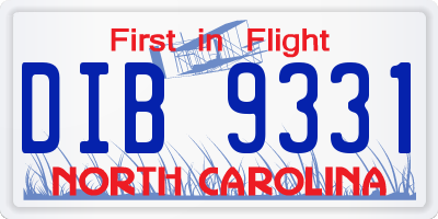 NC license plate DIB9331