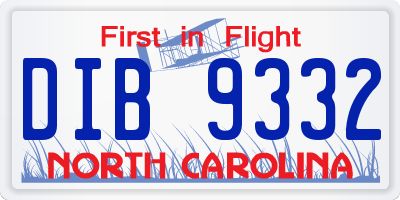 NC license plate DIB9332